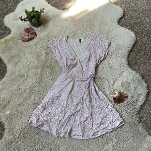 Purple floral wrap dress